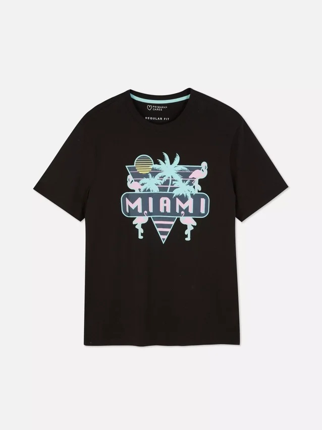 Neon-Hemd mit Miami-Motiv