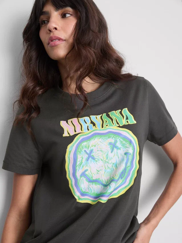 Nirvana-Band-T-Shirt aus gewaschener Baumwolle