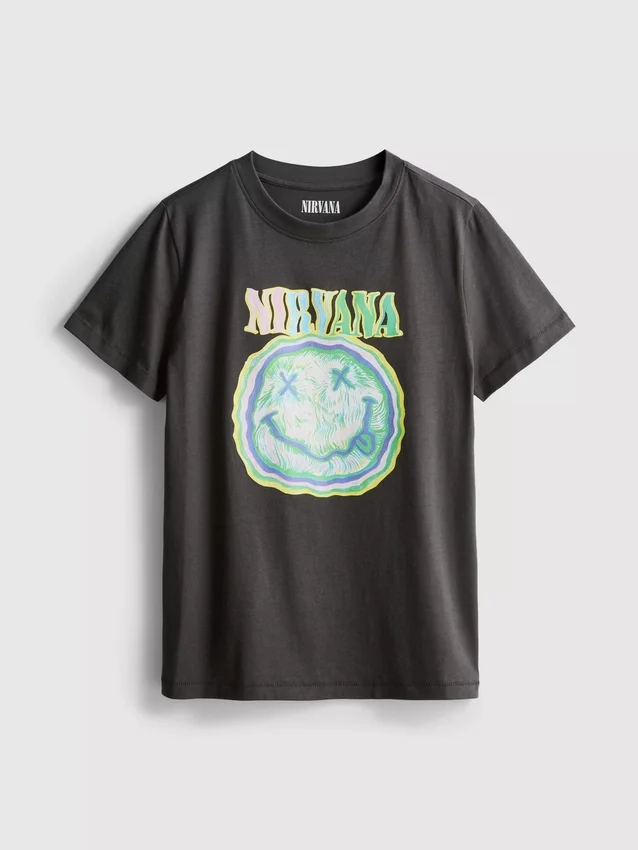 Nirvana-Band-T-Shirt aus gewaschener Baumwolle