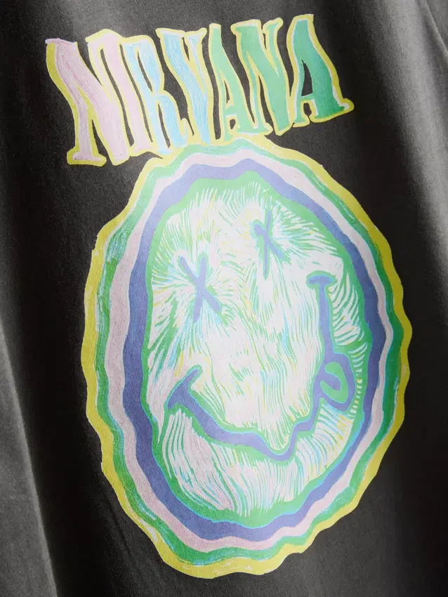 Nirvana-Band-T-Shirt aus gewaschener Baumwolle