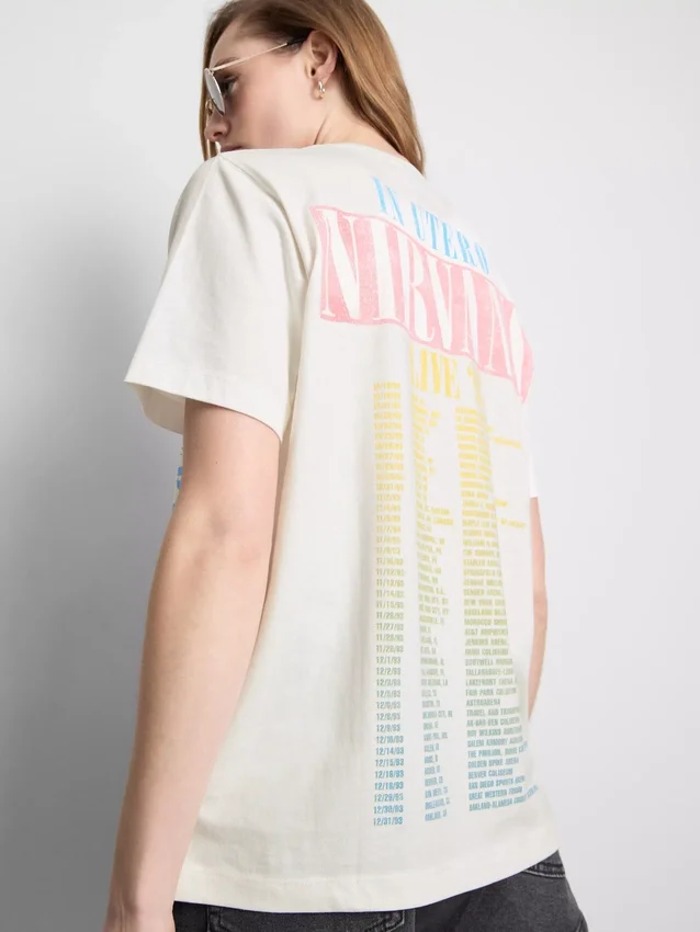Nirvana Baumwoll-Rainbow-Tour-T-Shirt