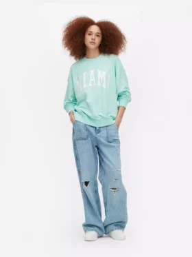 Oversize-Sweatshirt mit «Miami»-Schriftzug