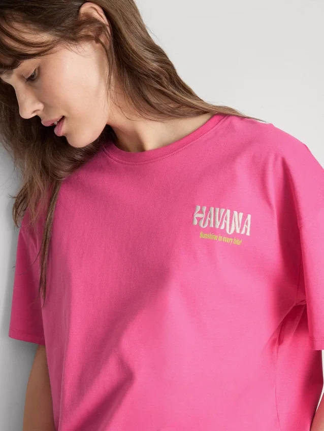 Oversize-T-Shirt mit Grafikprint aus baumwollreicher Havanna-Baumwolle