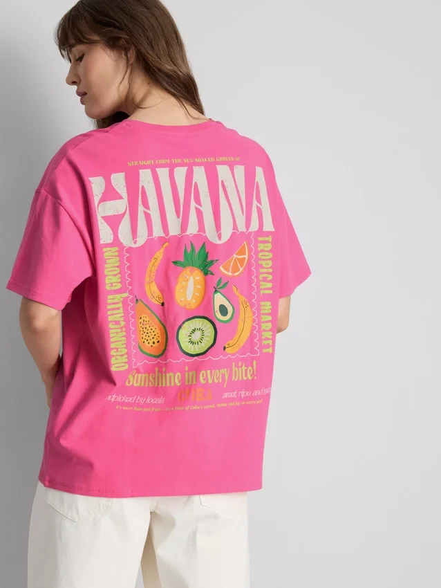 Oversize-T-Shirt mit Grafikprint aus baumwollreicher Havanna-Baumwolle