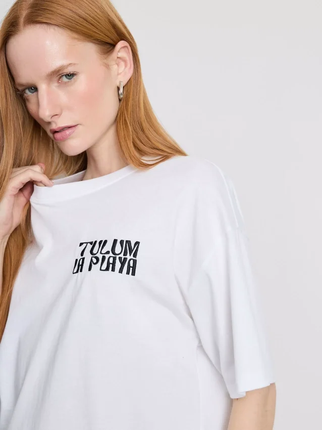 Oversized-Boyfriend-T-Shirt aus Baumwolle mit Grafikprint