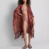 Paisley-Cape mit Fransen