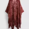 Paisley-Cape mit Fransen