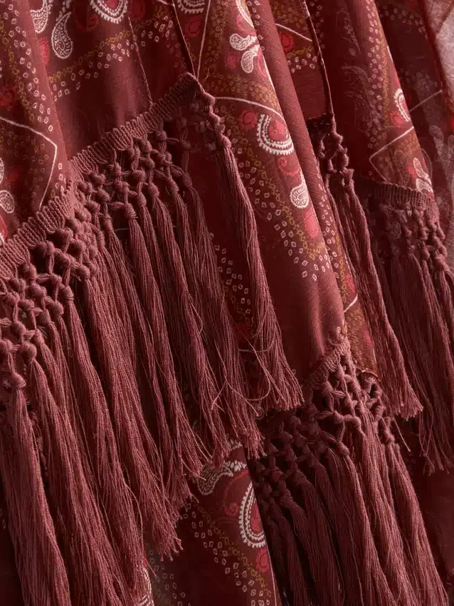 Paisley-Cape mit Fransen