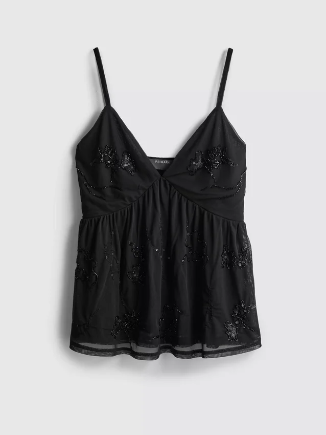 Paula Echevarría Babydoll-Top mit Perlenverzierung