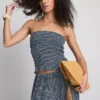 Paula Echevarría Bandeau-Top mit Rüschen im Gingham-Muster