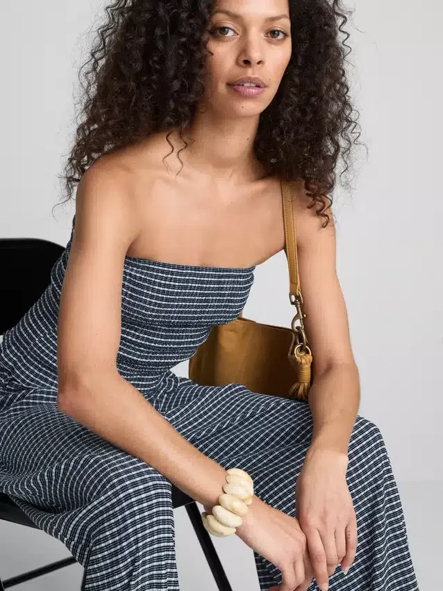 Paula Echevarría Bandeau-Top mit Rüschen im Gingham-Muster
