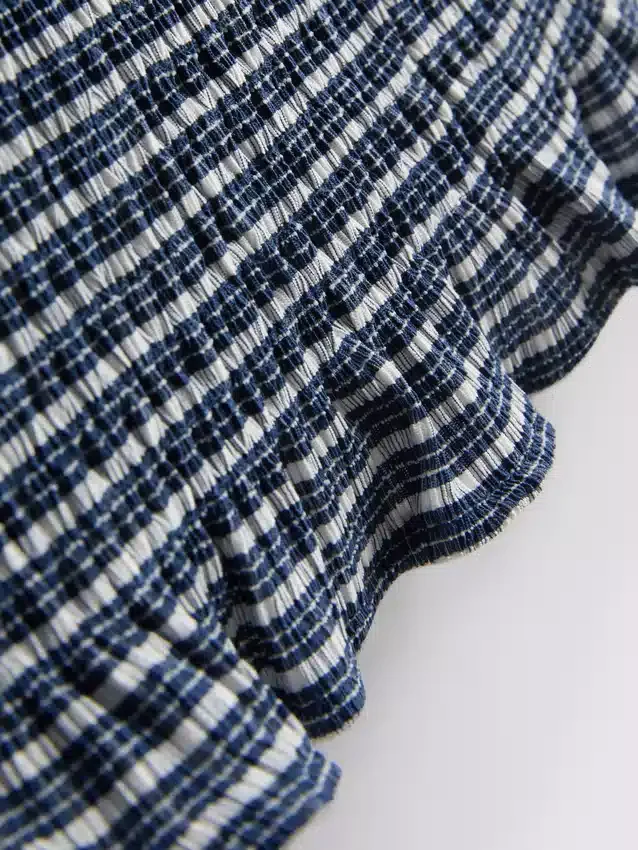 Paula Echevarría Bandeau-Top mit Rüschen im Gingham-Muster