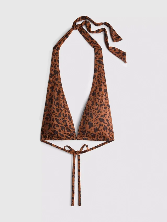 Paula Echevarría Bikini-Oberteil mit Leopardenmuster und Neckholder-Ausschnitt