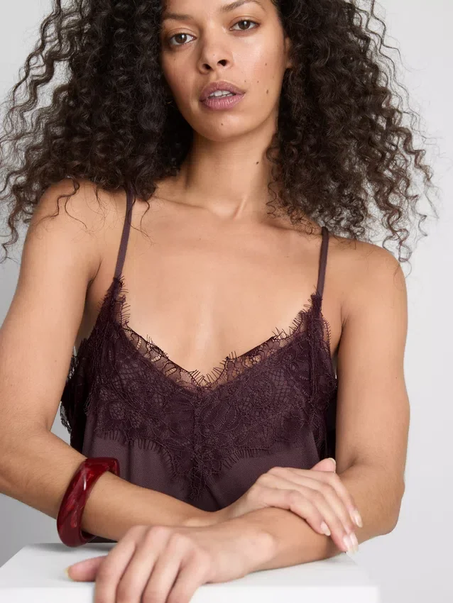Paula Echevarría Cami-Top mit Satin-Spitzenbesatz