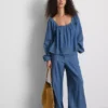 Paula Echevarría Denim-Top mit Puffärmeln