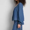 Paula Echevarría Denim-Top mit Puffärmeln