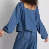 Paula Echevarría Denim-Top mit Puffärmeln