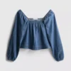 Paula Echevarría Denim-Top mit Puffärmeln