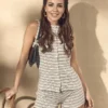 Paula Echevarría gestreiftes Strick-Top mit Knopfleiste
