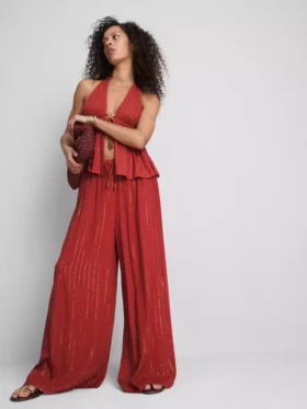 Paula Echevarría Glitzer-Hose mit weitem Bein