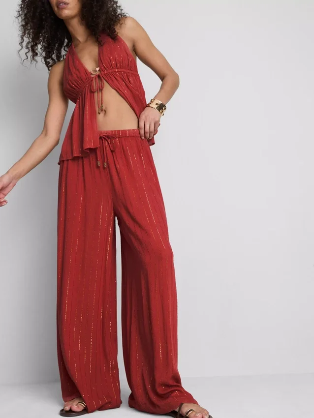 Paula Echevarría Glitzer-Hose mit weitem Bein