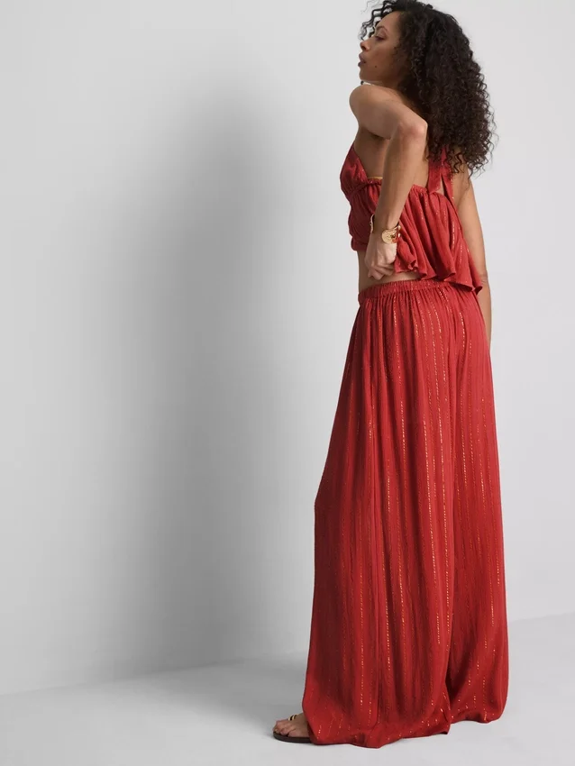 Paula Echevarría Glitzer-Hose mit weitem Bein