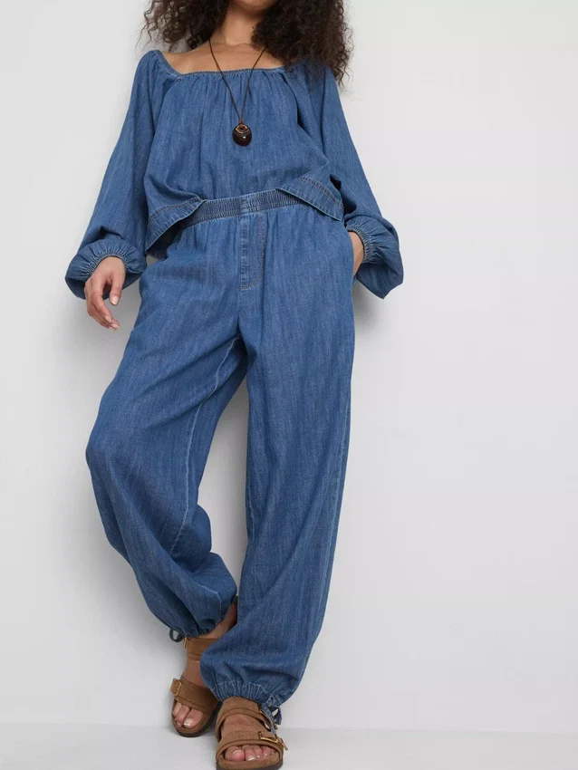 Paula Echevarría Haremshose aus baumwollreichem Denim