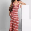 Paula Echevarría Häkel-Maxikleid mit V-Ausschnitt