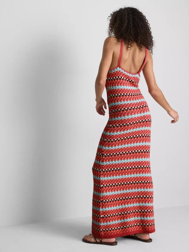 Paula Echevarría Häkel-Maxikleid mit V-Ausschnitt