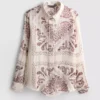 Paula Echevarría Paisley-Hemd aus geknittertem Satin mit Knöpfen