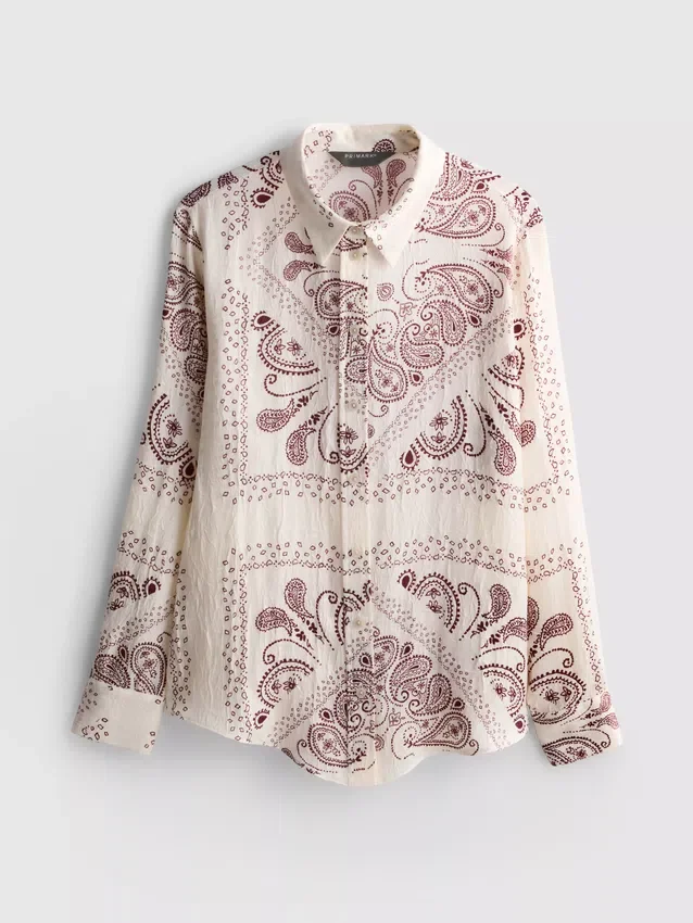 Paula Echevarría Paisley-Hemd aus geknittertem Satin mit Knöpfen