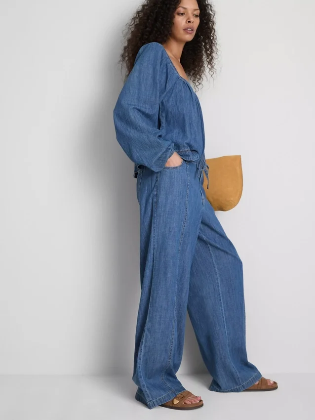 Paula Echevarría – Weithose aus baumwollreichem Denim