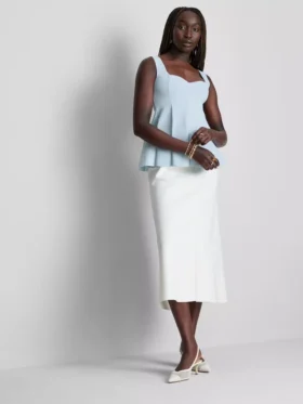 Peplum-Top aus Krepp mit Herzausschnitt