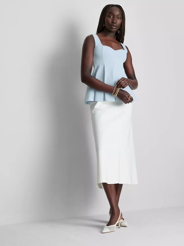 Peplum-Top aus Krepp mit Herzausschnitt