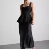 Peplum-Top aus Krepp mit Herzausschnitt