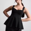 Peplum-Top aus Krepp mit Herzausschnitt