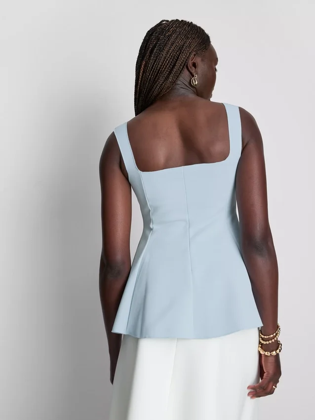 Peplum-Top aus Krepp mit Herzausschnitt