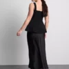 Peplum-Top aus Krepp mit Herzausschnitt
