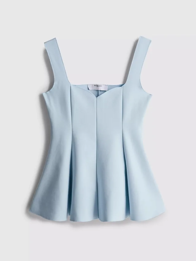 Peplum-Top aus Krepp mit Herzausschnitt