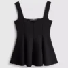 Peplum-Top aus Krepp mit Herzausschnitt