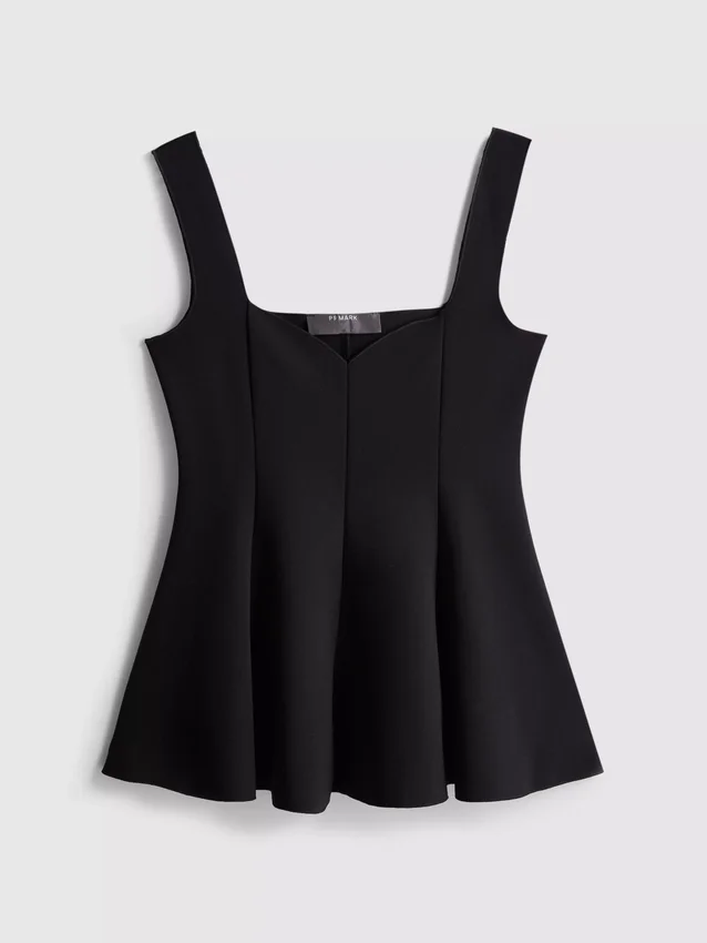 Peplum-Top aus Krepp mit Herzausschnitt