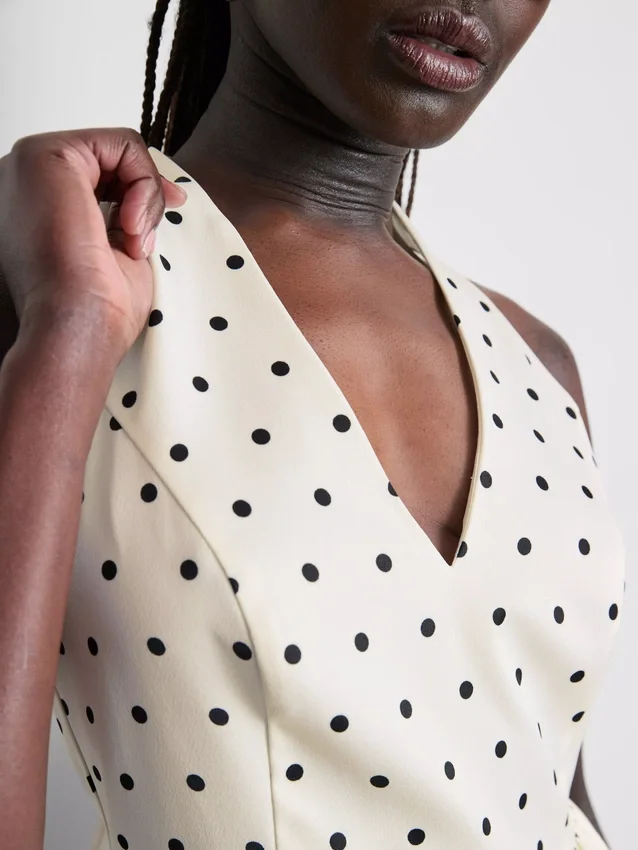 Peplum-Top mit Neckholder und Polka-Dots