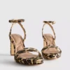 Plateausandalen mit Leopardenmuster als High Heels