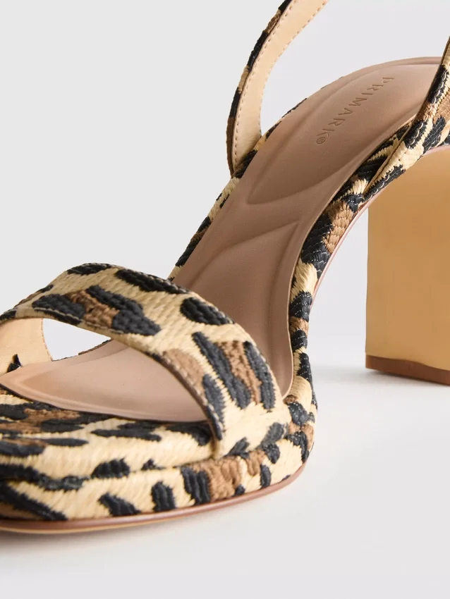Plateausandalen mit Leopardenmuster als High Heels