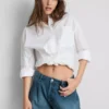 Plissierte Flare-Shorts aus baumwollreichem Denim