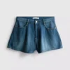 Plissierte Flare-Shorts aus baumwollreichem Denim