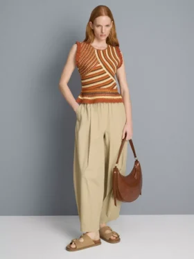Plissierte Hosen mit weitem Bein in Papieroptik