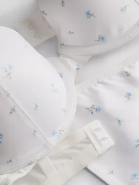 Push-up-Unterwäsche-Set aus Satin mit Blumenmuster