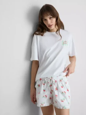 Pyjama-Oberteil mit Grafikprint