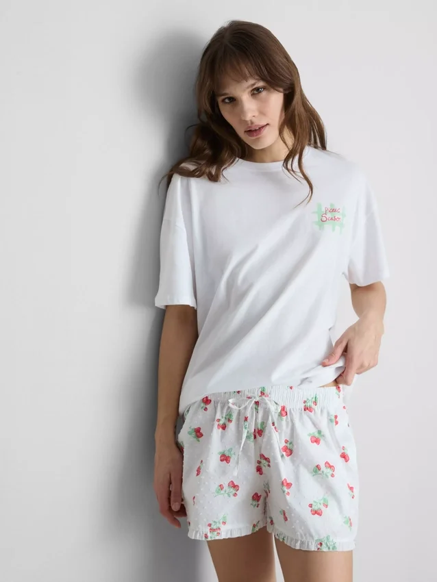 Pyjama-Oberteil mit Grafikprint